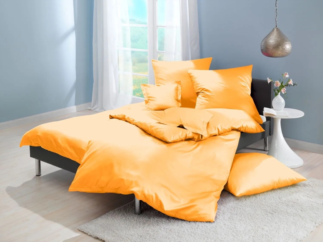 Lorena Mako Satin Bettwäsche uni Classic Sonne